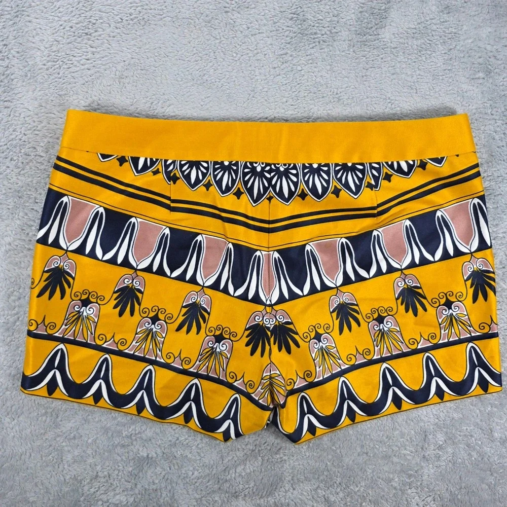 J.Crew City Fit Lisbon Scroll Ornate Print Cotton Stretch Shorts Yellow 8 Womens
